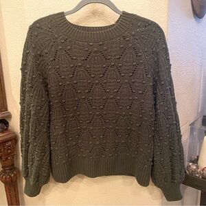 HARPER Francesca’s Women Sage Green Knit Balloon Sleeve Sweater Size Medium